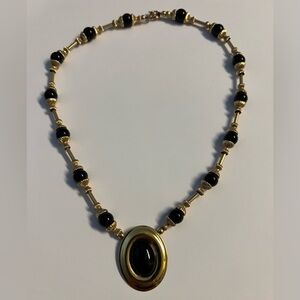 Carlton Ridge Signed 1998 Sutton Hoo Elegant Black and Gold Necklace